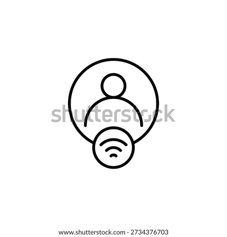 Outline Icon Representing Connected User Profile With Wireless Network Access