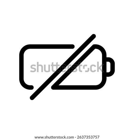 Outline icon representing a discharged or unavailable battery