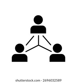 Outline icon representing a network of three people connected together