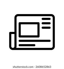 Outline icon representing newspaper layout for print media information clearly