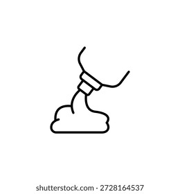 Umrisssymbol, das das Ausgießen von Flüssigkeit oder Substanz aus dem Behälter darstellt