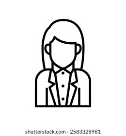 Outline Icon Representing Professional Businessperson or Female Employee Profile