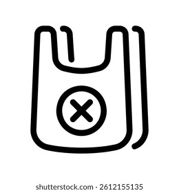 Outline Icon Representing Prohibition of Single Use Plastic Bags Sign