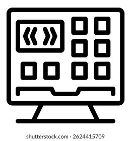 Outline icon representing a smart home control panel, enabling users to manage various aspects of their automated house