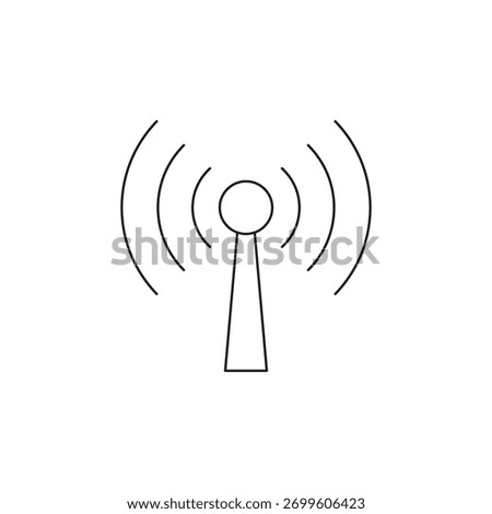 Outline icon representing wireless network signal strength and connectivity.
