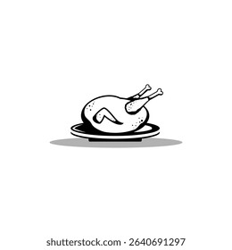 
outline icon of roast chicken on a plate