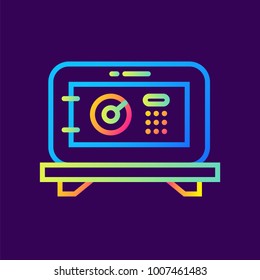 Outline icon In room safe. Hotel services. Material design icon suitable for print, website and presentation