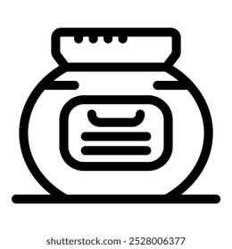 Outline icon of a round glass jar with a label, used for preserving pickled food