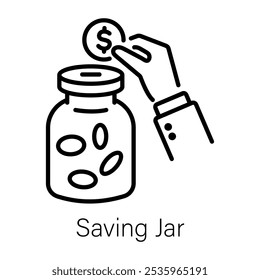 Un icono de contorno de la jarra de ahorro 