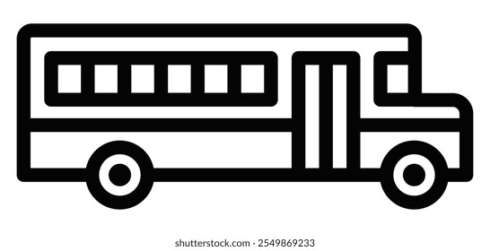 Icono de esquema de un autobús escolar. Trazo editable.
