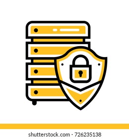 Outline icon Secured backup. Data science technology and machine learning process. Suitable for print, website and presentation