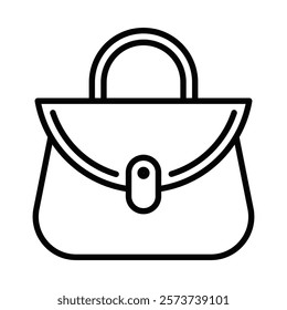 Outline icon of a semi-circular women's handbag. Editable stroke.