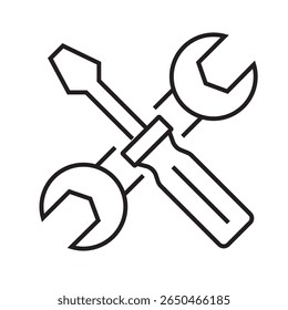 Outline icon of server and gear symbol. Suitable for settings, system administration, hosting, or database management. Linear and editable. vector illustration