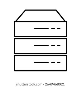 Ícone de estrutura de tópicos do armazenamento do servidor. Adequado para data center, hospedagem na Web, tecnologia em nuvem e infraestrutura de rede. Ilustração vetorial.