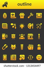 outline icon set. 26 filled outline icons.  Simple modern icons about  - Can, Horse, Certificate, Shirt, Razor, Stage, Waffle, Spoons, Idea, Palette, Bow, Smartphone, Canvas, Bath