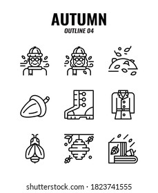 Outline icon set of autumn season concept. icons set4