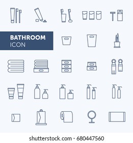 Outline icon set - Bathroom.