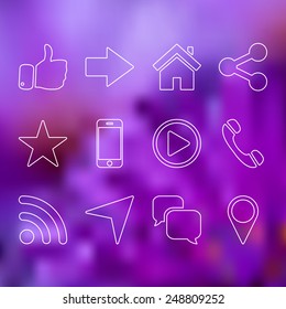 Outline icon set blurred background