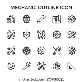 conjunto de iconos de esquema equipo mecánico