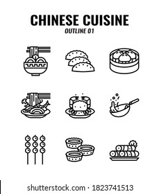 Outline Icon Set Of Chinese Traditional Food And Cuisine. Icons Set1