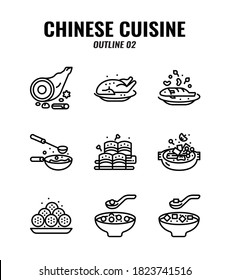 Outline icon set of Chinese traditional food and cuisine. icons set2