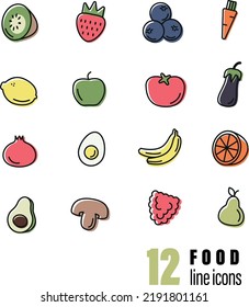 outline icon set colorful line art style