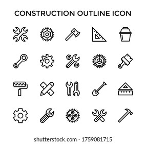 outline icon set the construction tool bundle