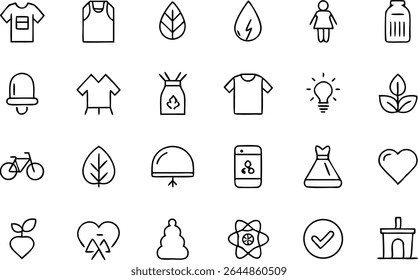 Conjuntos de ícones dedicados a conceitos de moda sustentável ótimo para projetos de produtos ecológicos campanhas de marketing e roupas visuais de marca focados na sustentabilidade