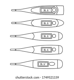 Outline Icon set Electronic body thermometer