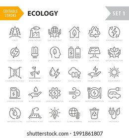 Outline Icon set - environment icon vector illustration