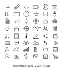 Outline Icon Set with Everyday Essentials