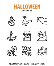 Outline icon set of halloween. icons set3