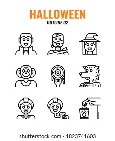 Outline icon set of halloween. icons set2