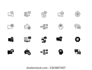 Konversationssymbole, Symbolsammlung für Sprachmodelle, ChatGPT-Icons, Smart Language Chat, Chatbot-Icons. 