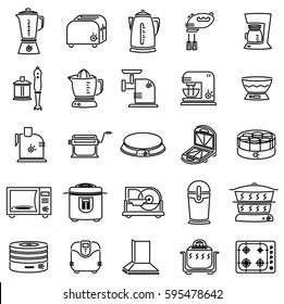 Outline icon set of kitchen technique. Electrical technique, household technique for the kitchen. Icon with elements for mobile concepts and web apps. Line and flat style icon. Vector sign.