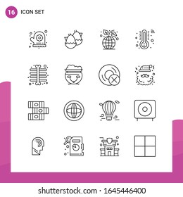 Outline Icon set. Pack of 16 Line Icons isolated on White Background for responsive Website Design Print and Mobile Applications.
