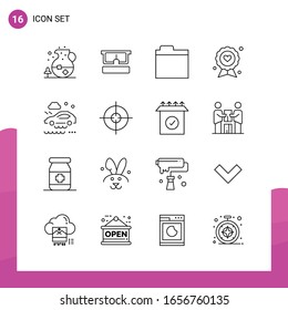 Outline Icon set. Pack of 16 Line Icons isolated on White Background for responsive Website Design Print and Mobile Applications.