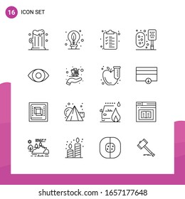 Conjunto de iconos de esquema. Paquete de 16 iconos de línea aislados en fondo blanco para el diseño de sitios web receptivo Aplicaciones de impresión y móviles.