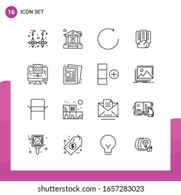 Outline Icon set. Pack of 16 Line Icons isolated on White Background for responsive Website Design Print and Mobile Applications.