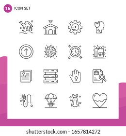 Conjunto de iconos de esquema. Paquete de 16 iconos de línea aislados en fondo blanco para el diseño de sitios web receptivo Aplicaciones de impresión y móviles.