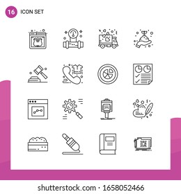 Outline Icon set. Pack of 16 Line Icons isolated on White Background for responsive Website Design Print and Mobile Applications.