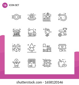 Outline Icon set. Pack of 16 Line Icons isolated on White Background for responsive Website Design Print and Mobile Applications.