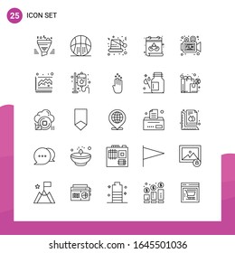 Outline Icon set. Pack of 25 Line Icons isolated on White Background for responsive Website Design Print and Mobile Applications.