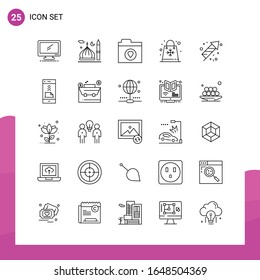 Conjunto de iconos de esquema. Paquete de 25 Iconos de Línea aislados en fondo blanco para diseño de sitio web con capacidad de respuesta Impresión y aplicaciones móviles.