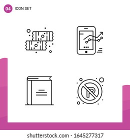 Outline Icon set. Pack of 4 Line Icons isolated on White Background for responsive Website Design Print and Mobile Applications.
