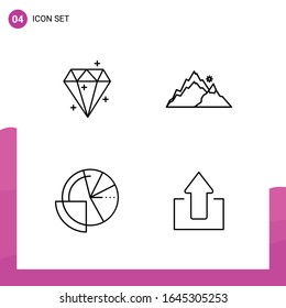 Outline Icon set. Pack of 4 Line Icons isolated on White Background for responsive Website Design Print and Mobile Applications.