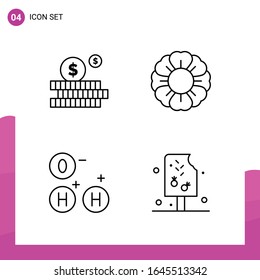 Outline Icon set. Pack of 4 Line Icons isolated on White Background for responsive Website Design Print and Mobile Applications.