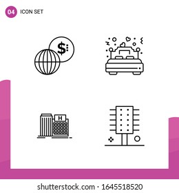 Outline Icon set. Pack of 4 Line Icons isolated on White Background for responsive Website Design Print and Mobile Applications.