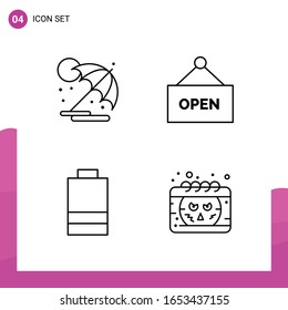 Conjunto de iconos de esquema. Paquete de 4 iconos de línea aislados en fondo blanco para el diseño de sitios web receptivo Aplicaciones de impresión y aplicaciones móviles.