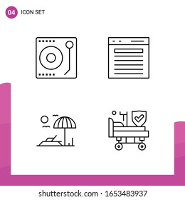 Conjunto de iconos de esquema. Paquete de 4 iconos de línea aislados en fondo blanco para el diseño de sitios web receptivo Aplicaciones de impresión y aplicaciones móviles.